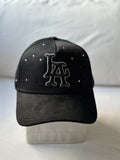 Gorra "LA Dodgers" Black Suede con Cristales Multicolor