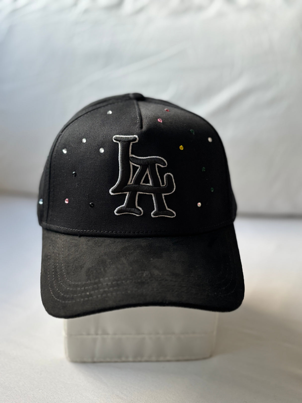 Gorra "LA Dodgers" Black Suede con Cristales Multicolor