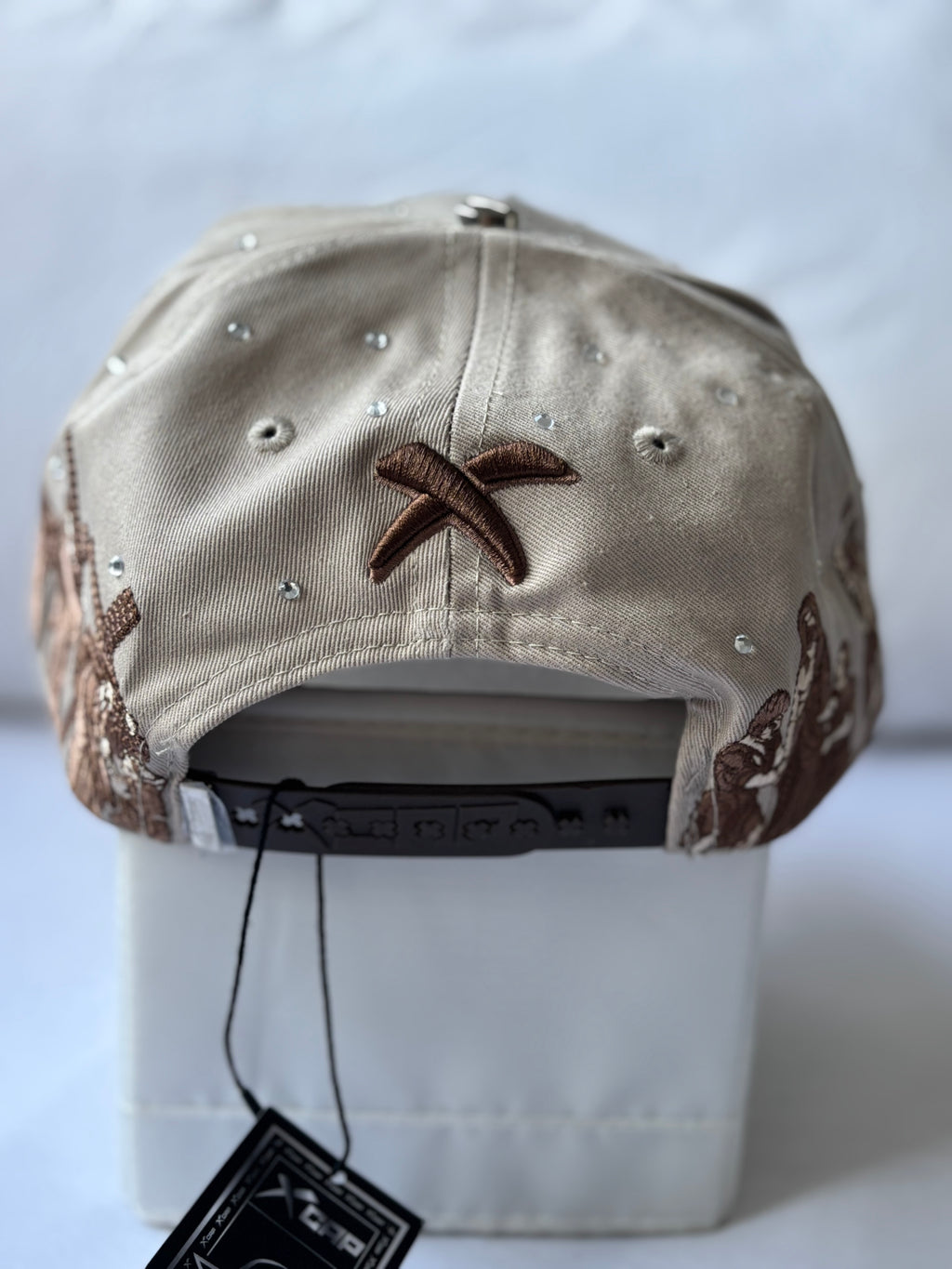 Gorra Trucker "Golgotha & Thorns" Brown Suede & Rhinestone