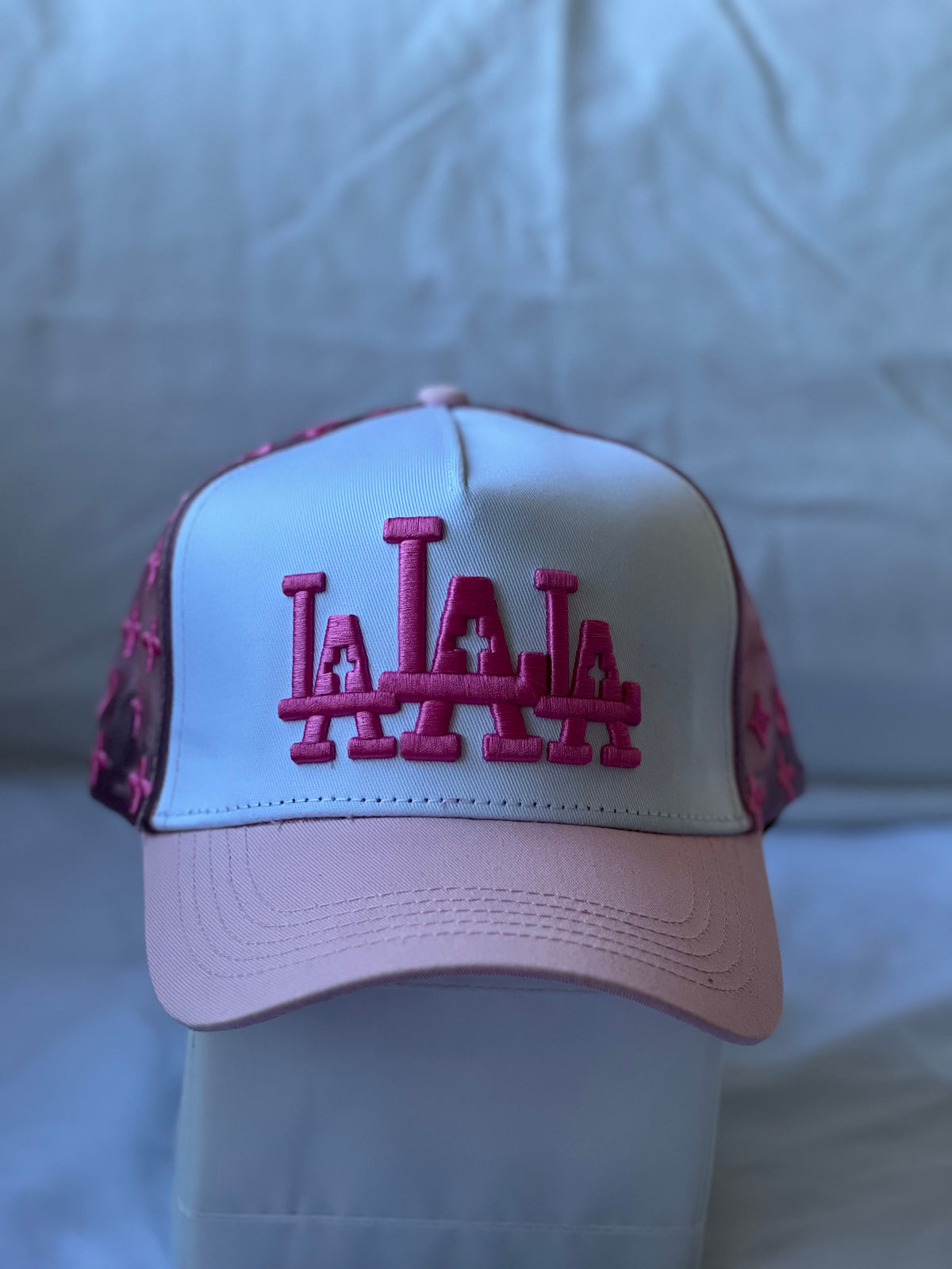 Gorra Trucker "Triple LA & Cross Mesh" Pink & White Edition