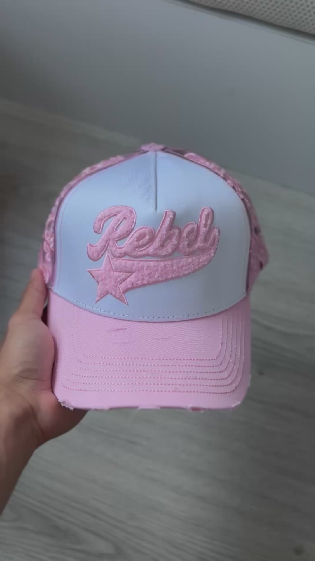 Gorra Y2K "Rebel" Distressed Pink & Sky Blue